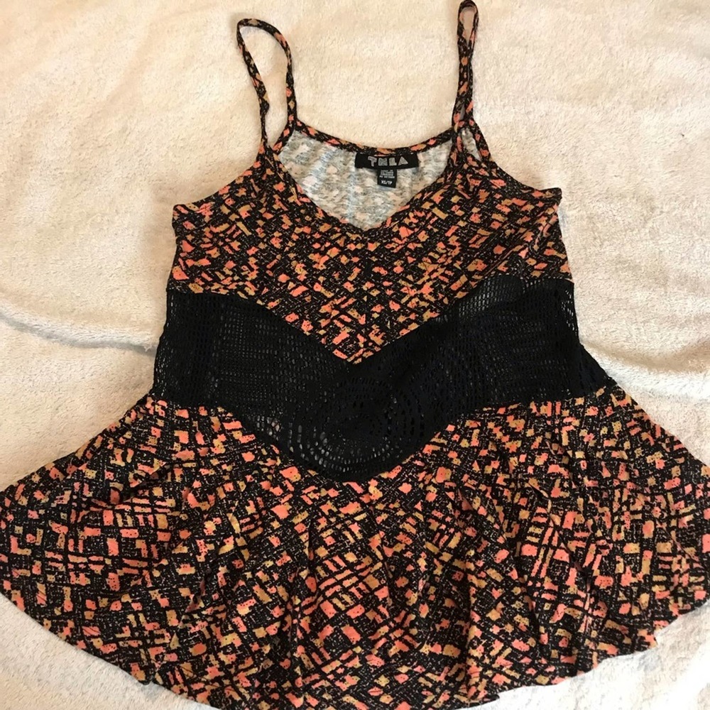 Tela Lace Midsection Loose Flowy Tank Top XS